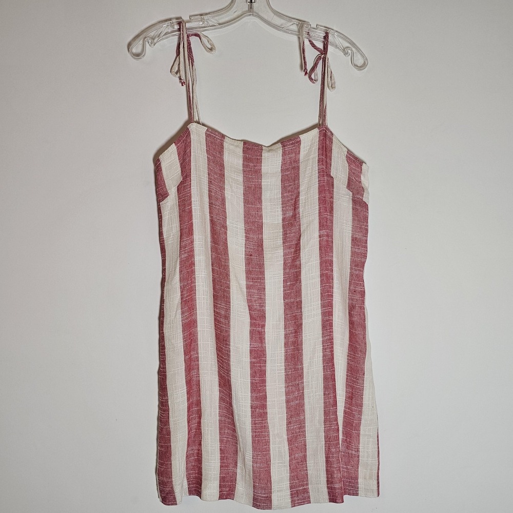 Skylar Madison Dress Womens Large Linen Blend Striped Sleeveless Summer Casual